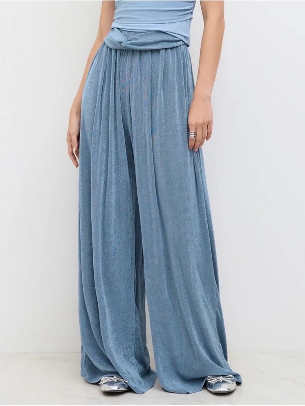Soft Wide-Leg Pants in Slate Blue